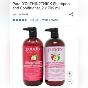 Pura D'Or THIN2THICK Shampoo and Conditioner, 2 x 709 mL